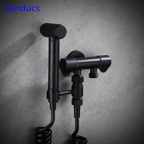 Bathroom Toilet Handheld Sprayer Wall Mounted Brass Two Function Handheld Angle Valve for Wash Self Cleaning Sprayer Set