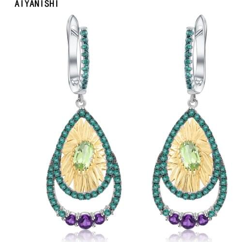 AIYANISHI Vintage 925 Sterling Silver Dangle Earrings Exaggerated Earrings Wedding Engagement Silver Chandelier Drop Earring