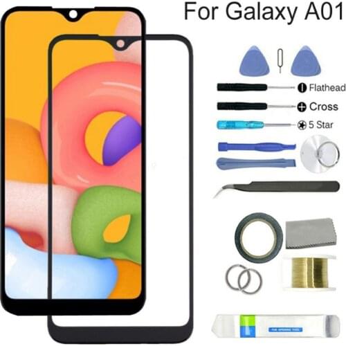 Replacement Outer Front Screen Glass Lens Repair Kit for Samsung Galaxy A01 A11