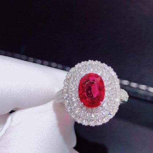 H710 Natural 2.03ct Red Ruby Ring Diamonds Jewelry Anniversary Females Rings for Womens Fine Rings