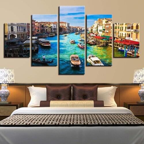5 pcs Modern Home Wall Decor Canvas Picture Art HD Print Painting Venice Sea City Scenery On Canvas for Living Room No Framed
