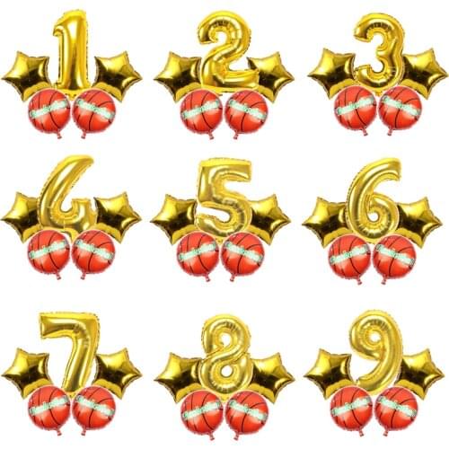 5pcs/lot Foil Basketball Balloons with Number Balloon Football Figure Globos Set Birthday Party Decorations Kids Baby Shower