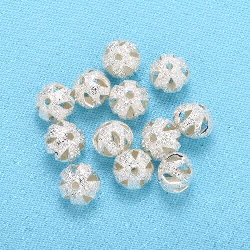 50 pcs Brass hollow metal bead shinny round carved spacer Beads Findings DIY making For Jewelry Necklace Bracelet Accessories