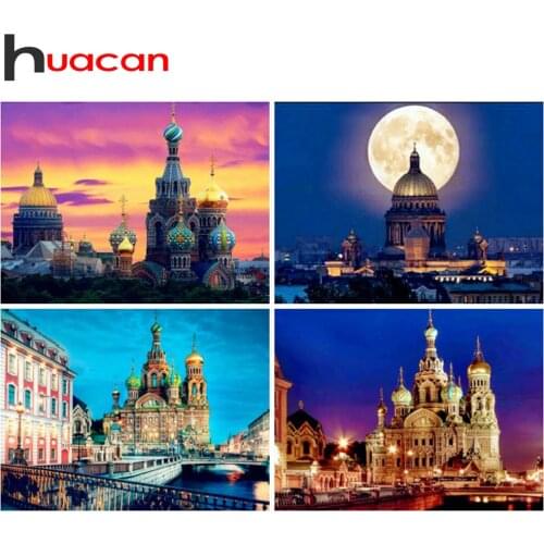 Huacan Diamond Painting St. Petersburg Cross Stitch Kits Diamond Mosaic Sale Full Square Drill Diamond Embroidery Scenery Hobby