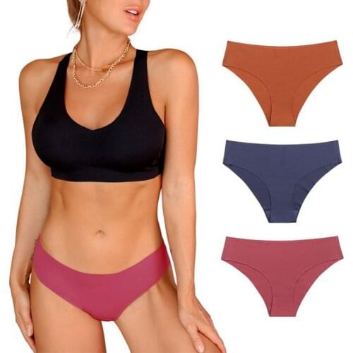 European and American Seamless One-piece Ice Silk Ladies Low-rise Underwear Casually Cut Nude Briefs Sexy Underwear Women