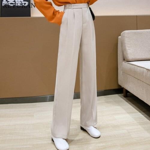 High Waist Boyfriend OL Pants Black Women Summer Casual Loose Female Suit Pants 2021 Wide Leg Trousers Ladies Pantalon Femme