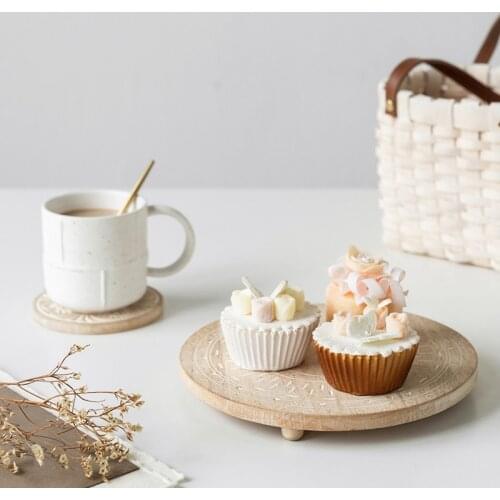 Household Wooden Carve Woodwork Coaster Nordic Ins Wind Mat Wood Decoration Pad Storage Plate