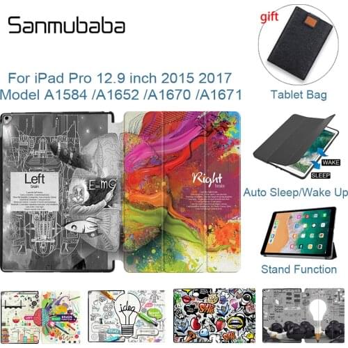 Sanmubaba Case For Apple iPad Pro 12.9 inch 2015 2017 Version Brain Graffiti Tablet Case funda Model A1584 A1652 A1670 A1671