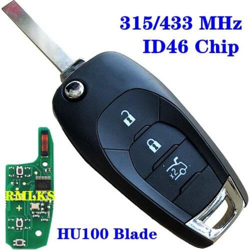 433MHZ 3 Button Modified Folding Flip Remote Smart Car Key Fob 315MHZ ID46 PCF7941 Chip For Chevrolet Cruze Aveo Auto Car Parts