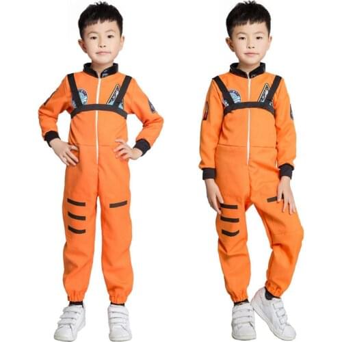 Childrens Party Game Astronaut Costume Role-playing Halloween Costume Carnival cosplay Full Dressing Ball Orange kids Rocket Space suit Jumpsuit