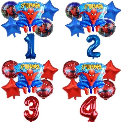 1Set Spiderman Balloon 32inch Red Number Super Hero Party Inflatable Helium Birthday Party Decorations Kids Toys Ballon Globos