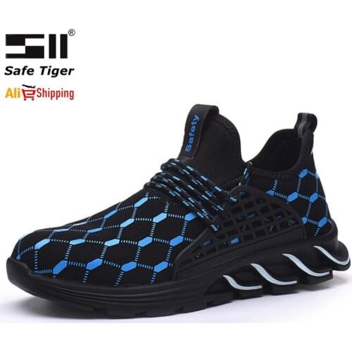 Breathable Men Safety Shoes Steel Toe Boots 3D Damping Sole Work Shoes Puncture-Proof Construction Shoes