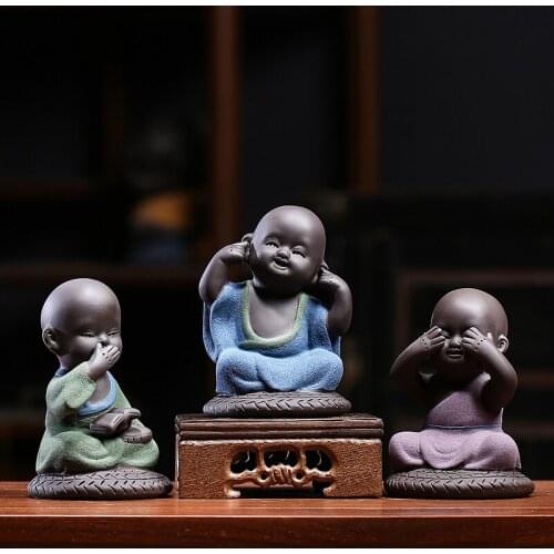 Yixing zisha tea pet creative house decoration Chinese ornament for study table on sales purple clay tea play no say no see new