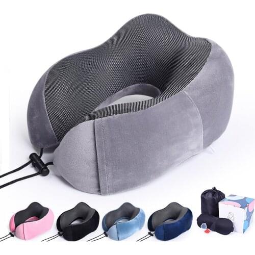 Comfort Travel Pillow Firm Memory Foam U shaped Neck Pillow Breathable for Airplane Travel Kit Car Relax Sleep at Office Home