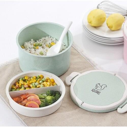 Lunch Box Microwave Tableware Bento Box Portable Food Storage Box Lunch Box Picnic Wheat Straw Anti -String Keep Fresh Container
