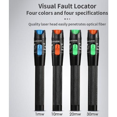 30MW Metal Fiber Optic Visual Fault Locator Red Laser Cable Tester Test Tool with LC/SC/ST/FC Adapter for CATV