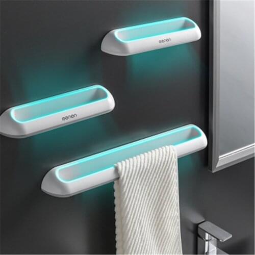 Towel Holder Wall-Mounted Punching Free Storage Rack Bathroom Waterproof Towel Shelf Kitchen Rag Hanging Bar Household Organizer