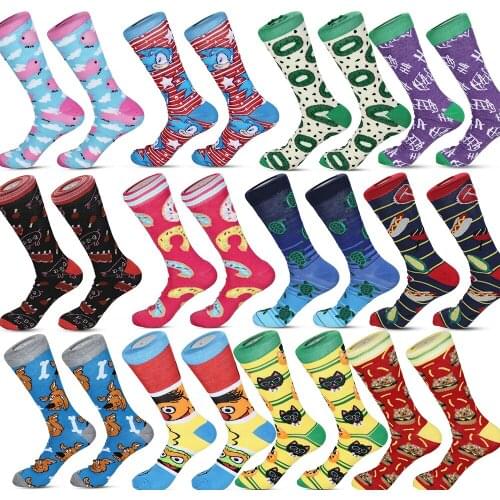 2021 HOT spring and summer new cotton deodorant mens socks cartoon couple Funny Happy Sock Slippers