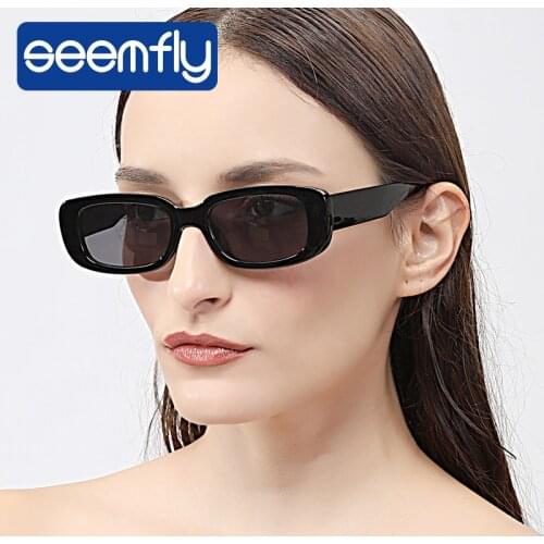 Seemfly Small Black Rectangle Women Sunglasses Vintage Narrow Square Fashion Shades Woman Sun Glasses Luxury 2020 Frame UV400