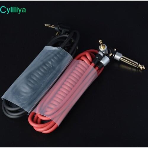 Wholesale Black & Red 6.5mm & 3.5mm Spring Replacement Audio Cable Headphone for CellphoneBeat Pro Detox Solo AUX Cable 5pcs/Lot