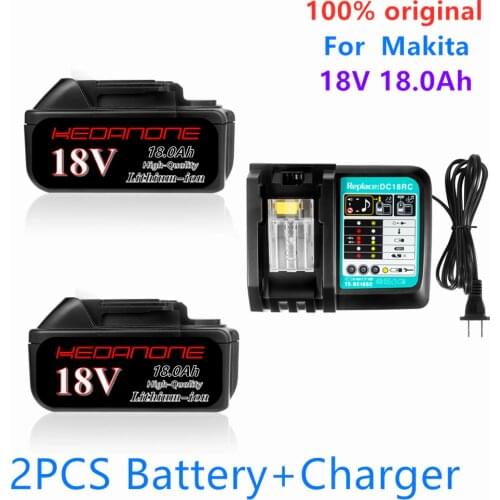 Original 18V 18Ah Battery 18000mAh Li-Ion Battery Replacement Power Battery for MAKITA BL1880 BL1860 BL1830 Battery + 4A Charger
