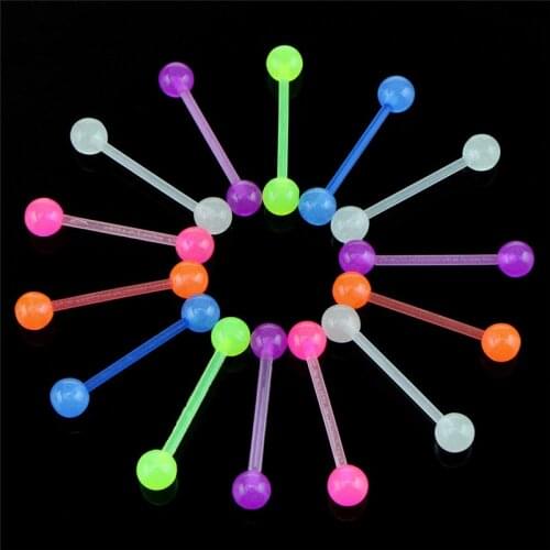 7Pcs/20pcs Fashion Tongue Piercing Barbell Bars Piercing Tongue Rings Luminous Punk Body Jewelry For Women Jewelry