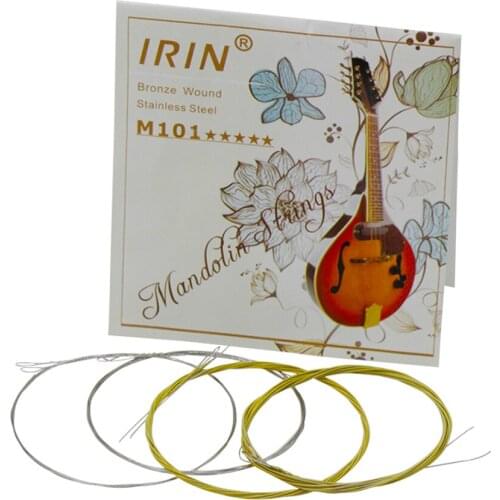 IRIN M101 Full Set Mandolin Strings Bronze Wound Stainless Steel Silver & Gloden Color (.010-.034)