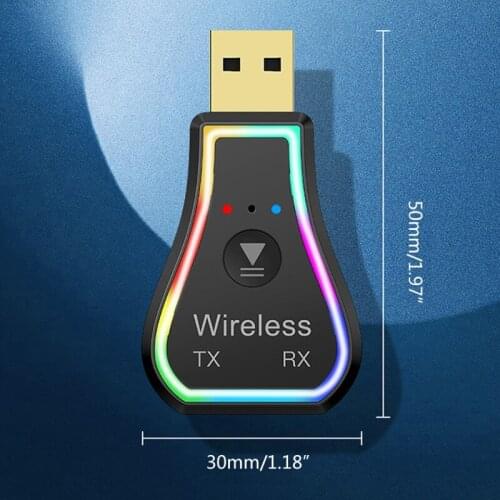 H7JF M11 Portable Wireless Transmitter and Receiver Bluetooth 5.0 Adapter Solution With Colorful Lights for TV PC