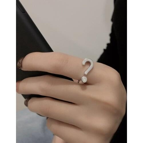 Simple Fashion Design Creative Question Mark Tide Cold Wind Index Finger Net Red Open Ring Hip Hop Personality Ring For Women