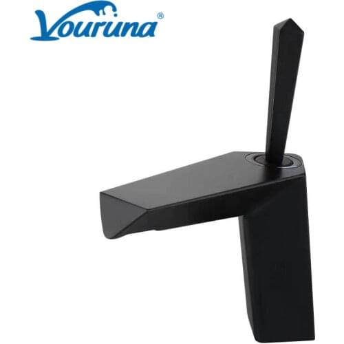 VOURUNA New Fashionable Brass Single Handle Basin Faucet Mixer Matte Black Dimond Shape Bathroom Taps