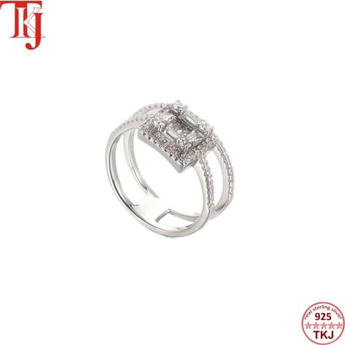 TKJ 2019 Eternity Lady Promise Ring cz Zircon 925 Sterling Silver Engagement Wedding Band Rings for women Party Jewelry