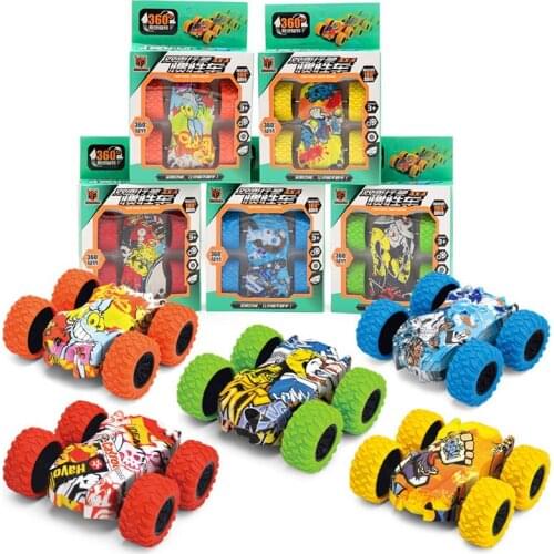 Climbing dump double-sided dual inertia car four-wheel drive off-road graffiti toy car rotating swing car model toys kids car