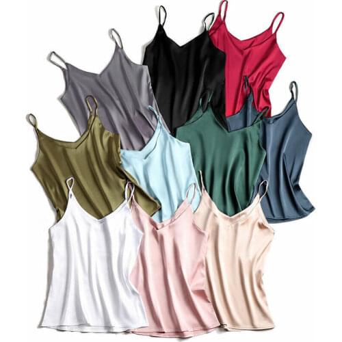 Women Sexy Crop Tops Satin Silk Spaghetti Strap Tank Tops Strapless Top V Neck Basic Camisole Female Sleeveless Camis Tube Tops