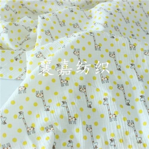 Giraffe and Dot Print Cotton Fabric DIY Sewing Crib Baby Bedding Textile Patchwork Cushion Quilting Handwork Home Decor