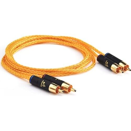 1 Pair Hifi RCA Cable High Quality Golden Male to Male Audio Cable RCA Jack to RCA Jack Amplifier Aduio Line