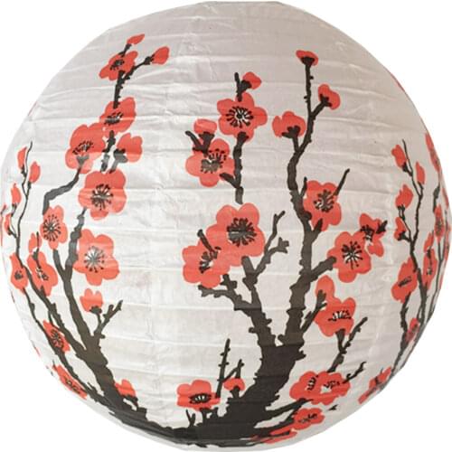 10pcs/lot Plum Blosson Pattern Round Paper Lanterns Lamp Covers Party Lampions