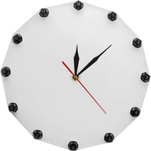 12 SIDED Black DICE Wall Clock Acrylic Home Decor Round Clock Handmade Gift For Party Game Vintage Hanging Wall Art Clock