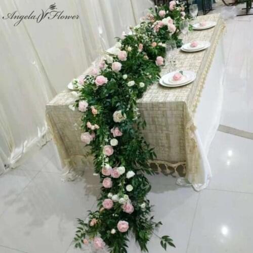 2.5m custom DIY wedding table runner floral backdrop willow peony trailing flower row arrangement supplies artificial flower row