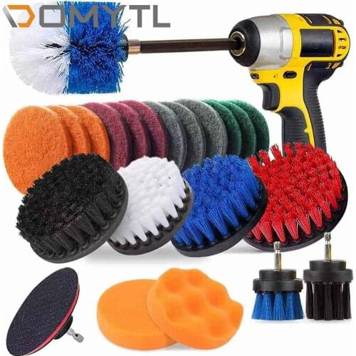 23Pcs Sets Electric Drill Brush Removal Polishing Cleaning Tools for Bathroom Surface Grout Tile Tub Shower Kitchen Auto Care