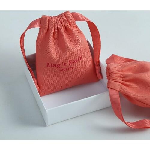 50 Cotton Jewelry Pouches 10A Thick Canvas Pouch Bags with Ribbon Custom Drawstring Bags Personalized Printed Jewelry Packaging