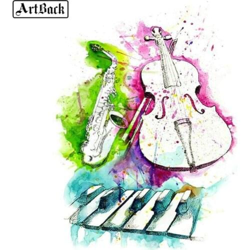 5D diamond painting violin saxophone icon full square rhinestone diamond embroidery 3d mosaic full round drill watercolor