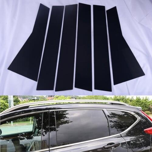 6Pcs Car Pillar Posts Set Door Trim Cover Kit Black Sticker Fit For Honda CR-V CRV 2017 2018 Accessories