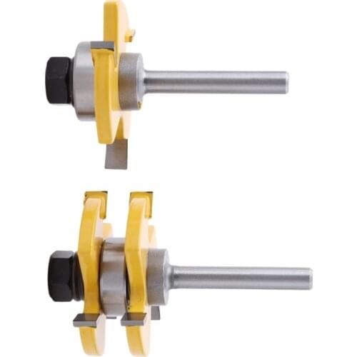 2Pcs Shank Milling Cutter Router Bits Set T-Slot Milling Cutter Woodwork Cutting Tools Wood Cutter Tenon Cutters Sets