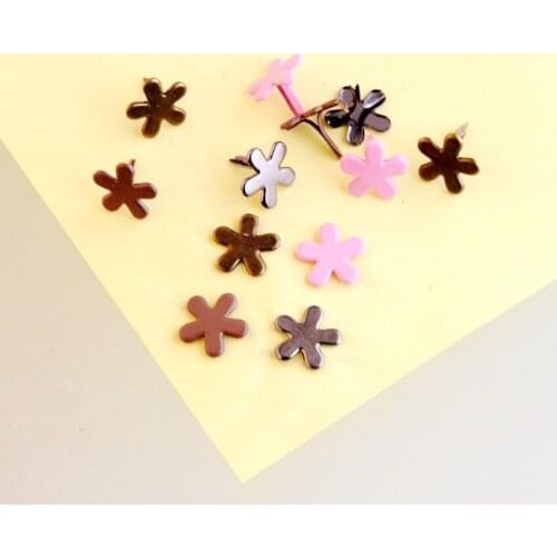 Free shipping 50PCs mixed Pastel Flower Brads Scrapbooking Embellishment Holiday Decoration & Gift 14x14mm F1104