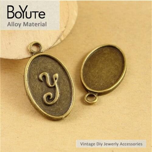 BoYuTe (50 Pieces/Lot) 22*13MM Vintage Diy Accessories Parts Wholesale Antique Bronze Y Word Plate Pendants for Jewelry Making