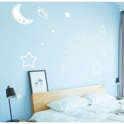 DIY Moon And The Stars Vinyl Wall Decal Sticker Kids Bedroom Space Stickers Baby Nursery Room Decoration Decals Wallpaper D045
