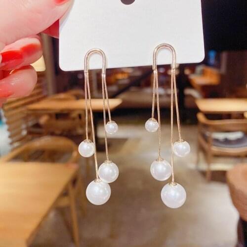 Big Pearls Long Earrings Temperament New Fashion Jewelry Personality White Drop Dangle Earings Wholesale
