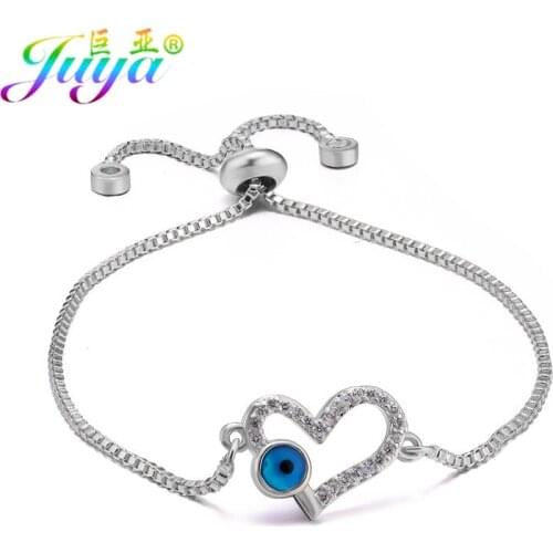 Dropshipping Evil Eye Bracelets Micro Pave Zircon Heart Connect Charm Bracelets For Women Men Handmade Adustable Chains Bracelet