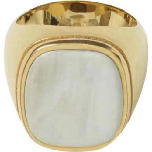 French Simple Niche Design Ins Cold Wind Lapis Lazuli White Mother-of-pearl Retro Exaggerated Square Ring Female Couples