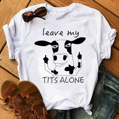 Vegan T-shirt Fashion Women T Shirt Cartoon Animal Printed Tops Tee Female Summer Short Sleeve T-shirt 90s Girls Shirt Tee Cloth